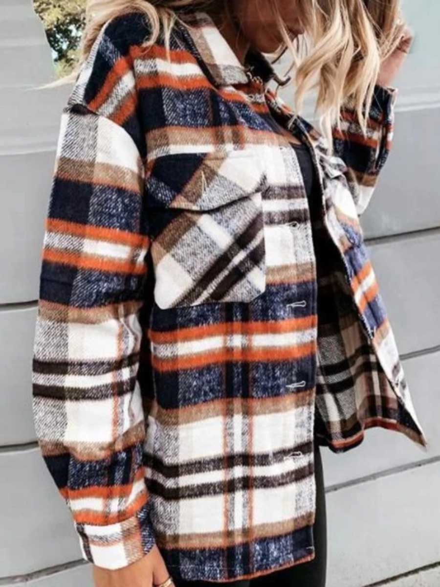 Stunncal Pumpkin Patches Plaid Jacket(warm)