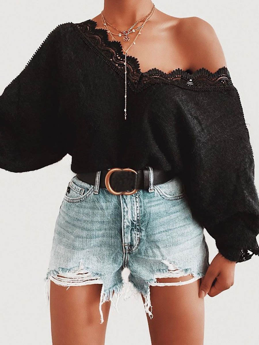 Stunncal Lace Patchwork Sweater