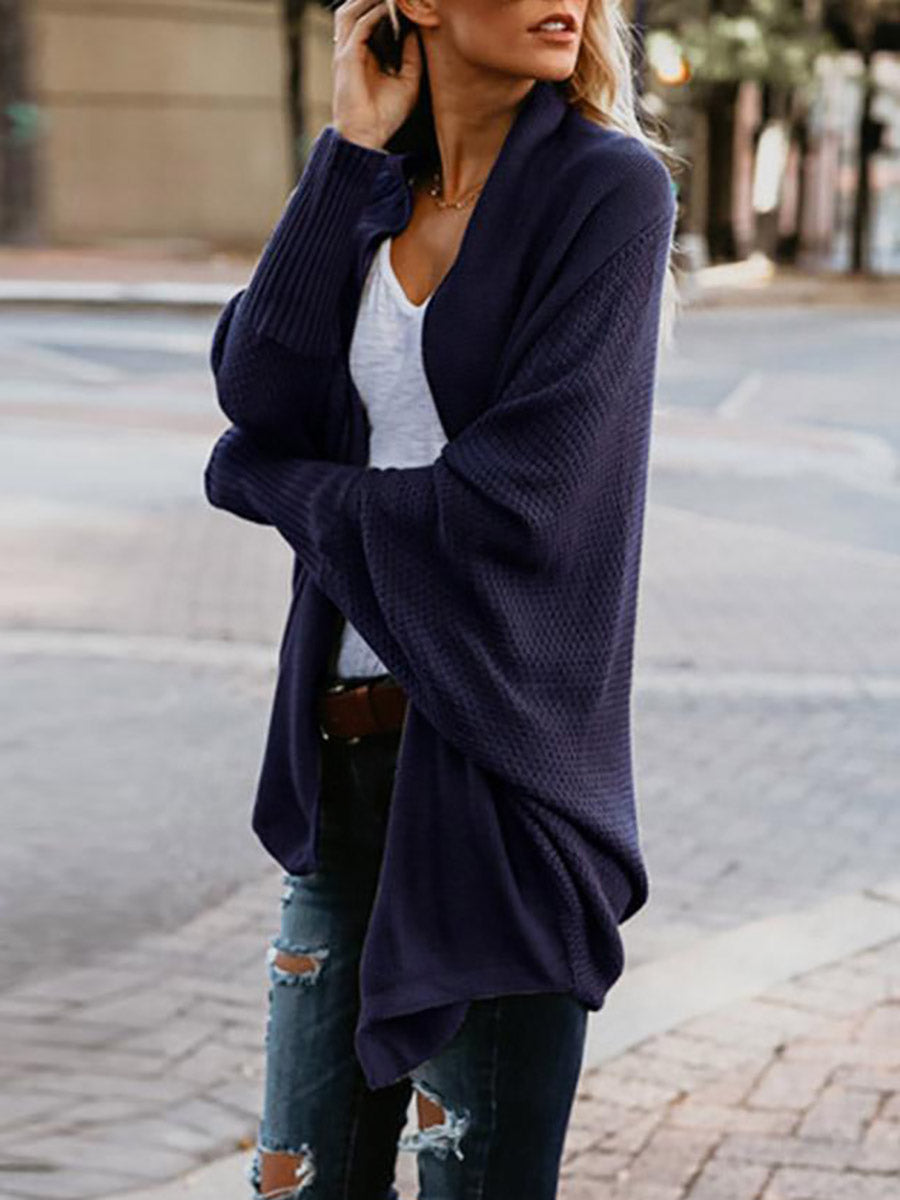 Stunncal Bat sleeve plus size long knitted cardigan sweater(13 colors)