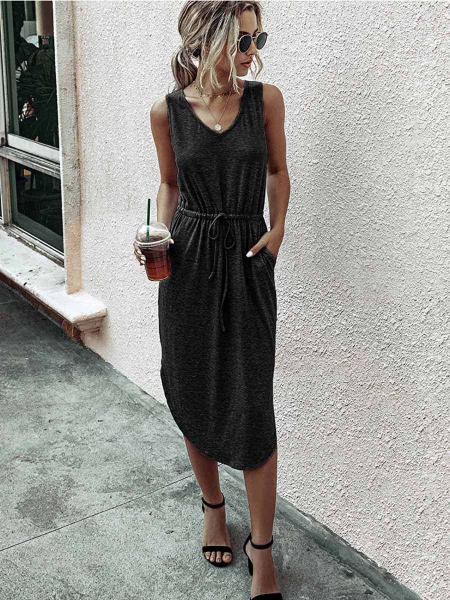 Stunncal Casual V-Neck Vest Dress