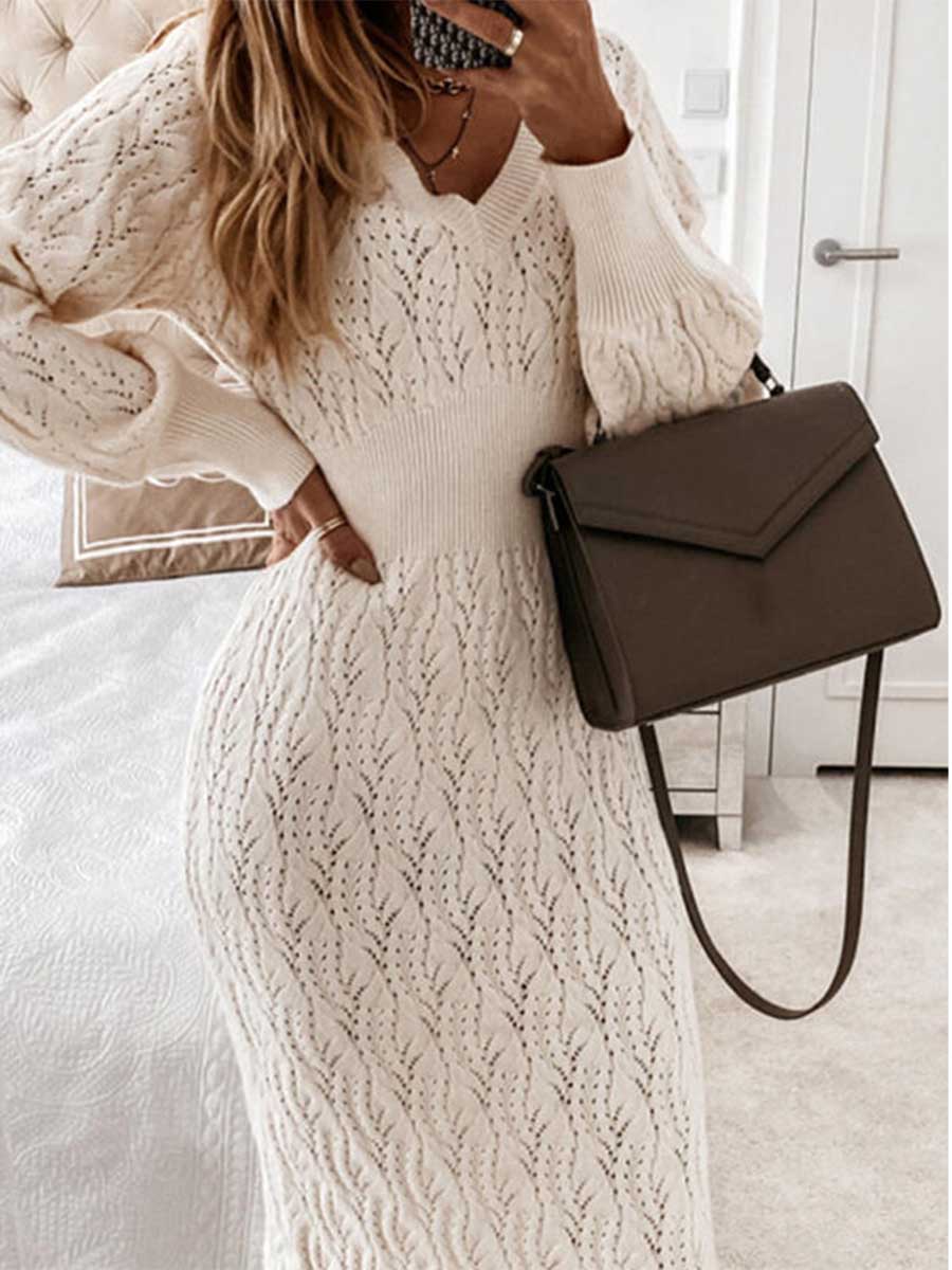Stunncal Sexy Bag Hip Sweater Dress