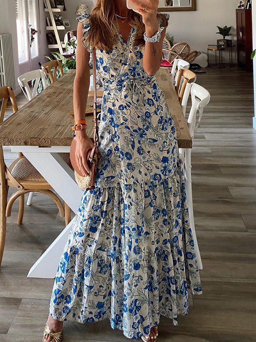 Stunncal Floral Lotus Sleeve Dress