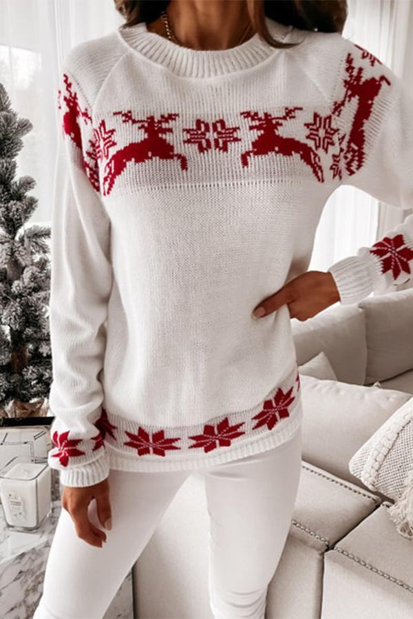 Stunncal Christmas Snowflake Long-sleeved Knitted Sweater