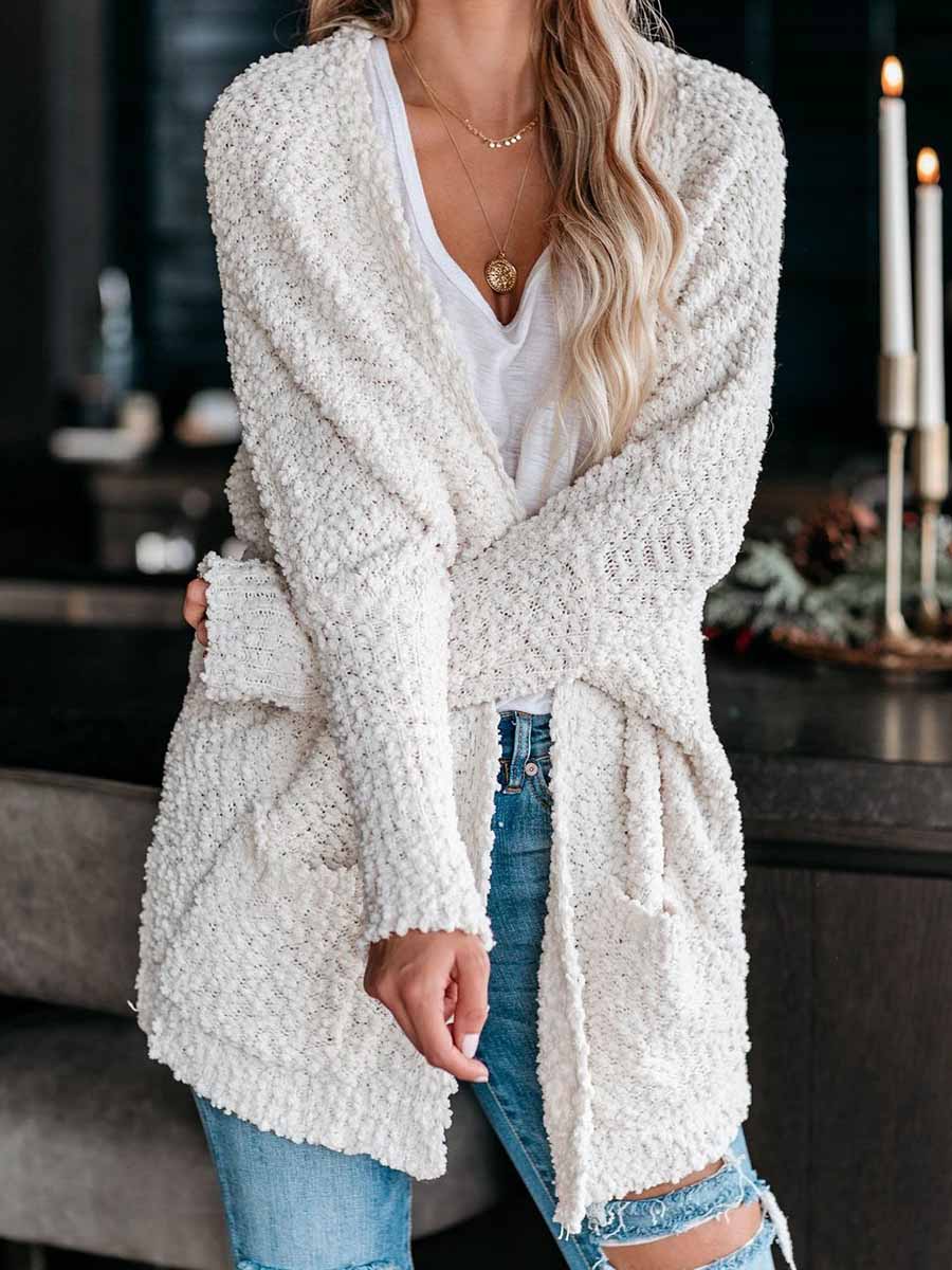 Stunncal Casual Daily Solid Cardigan Cardigan Collar Tops(5 colors)