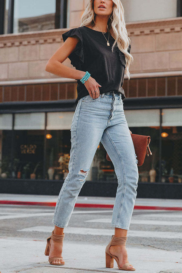 Stunncal Marney Cotton Ruffle Sleeve T-shirt