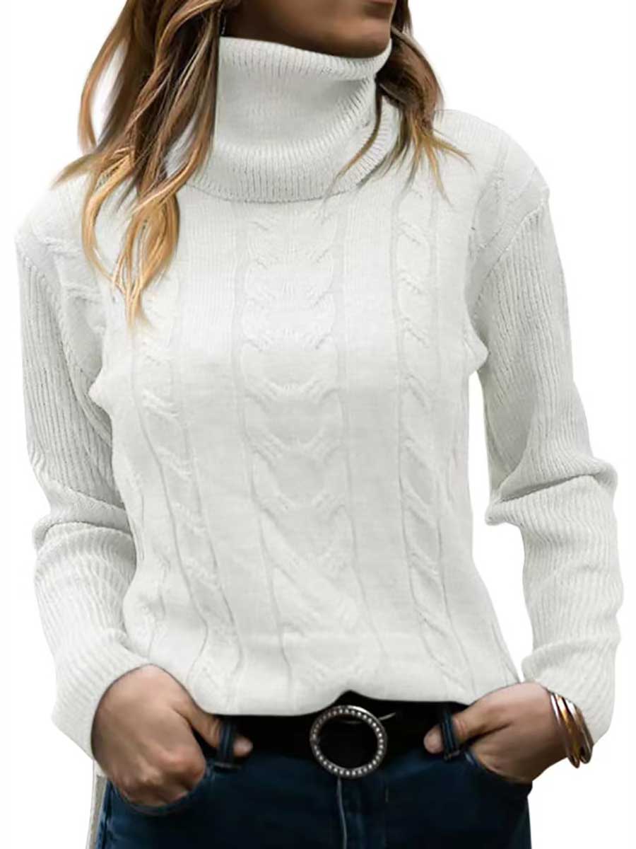 Stunncal Turtleneck Knit Vintage Long Sleeve Sweater