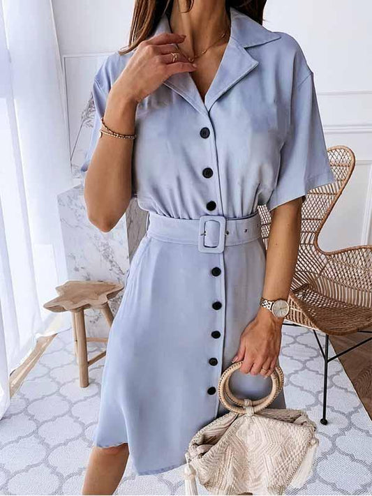 Stunncal V-Neck Button Shirt Dress