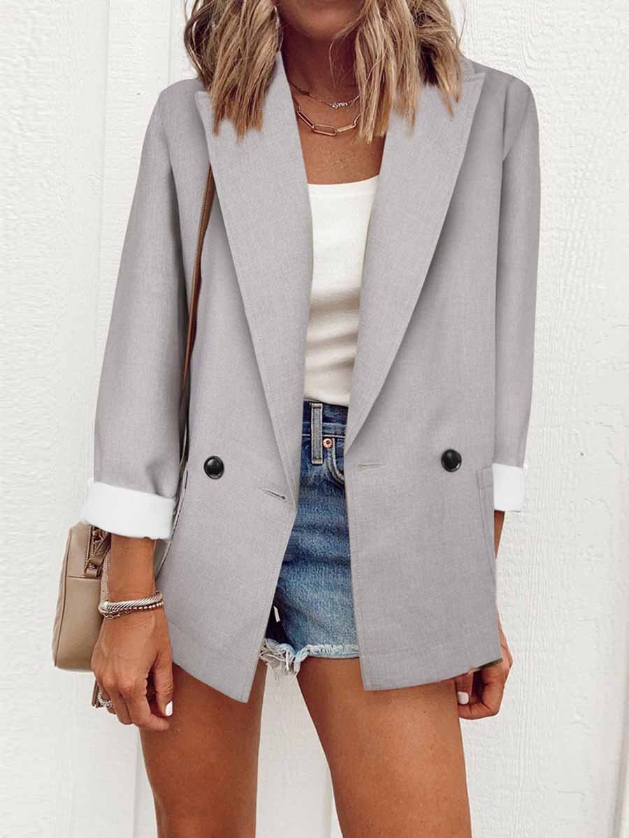 Stunncal Solid Color Slim-Fit Blazer