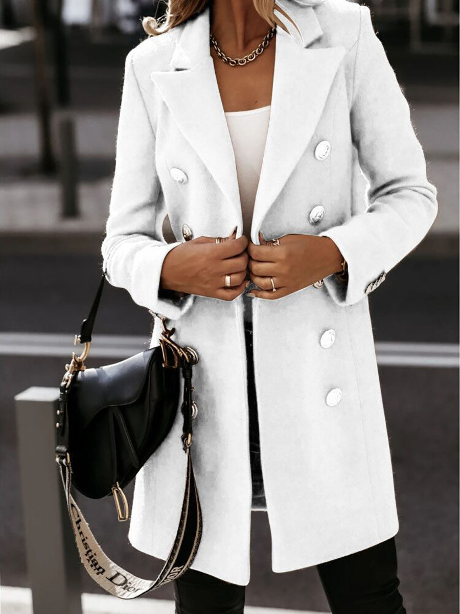 Stunncal Work Street Solid Buttons Turn-back Collar Outerwear(4 Colors)