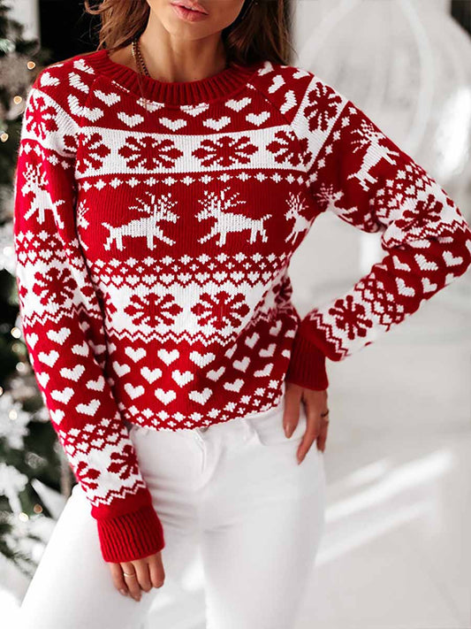 Stunncal Snowflake Moose Christmas Sweater