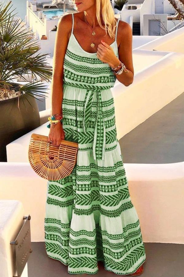 Stunncal Geometric Printed Maxi Dress (2 Colors)