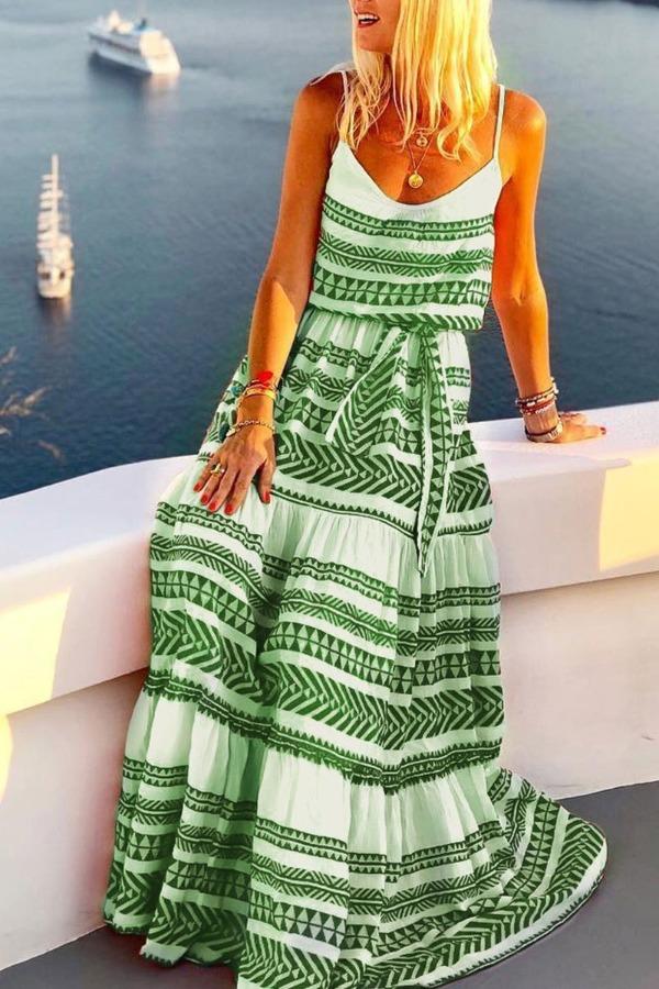 Stunncal Geometric Printed Maxi Dress (2 Colors)