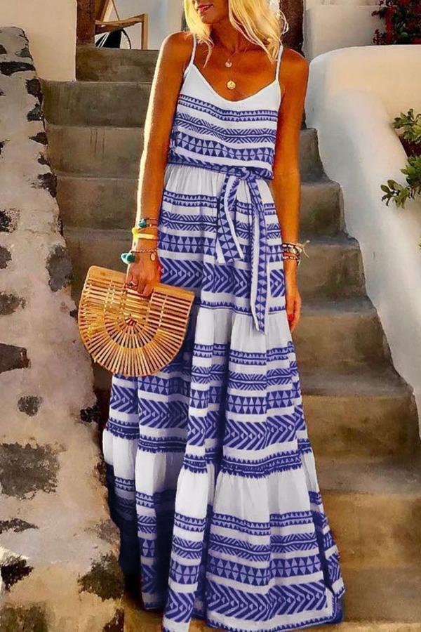 Stunncal Geometric Printed Maxi Dress (2 Colors)