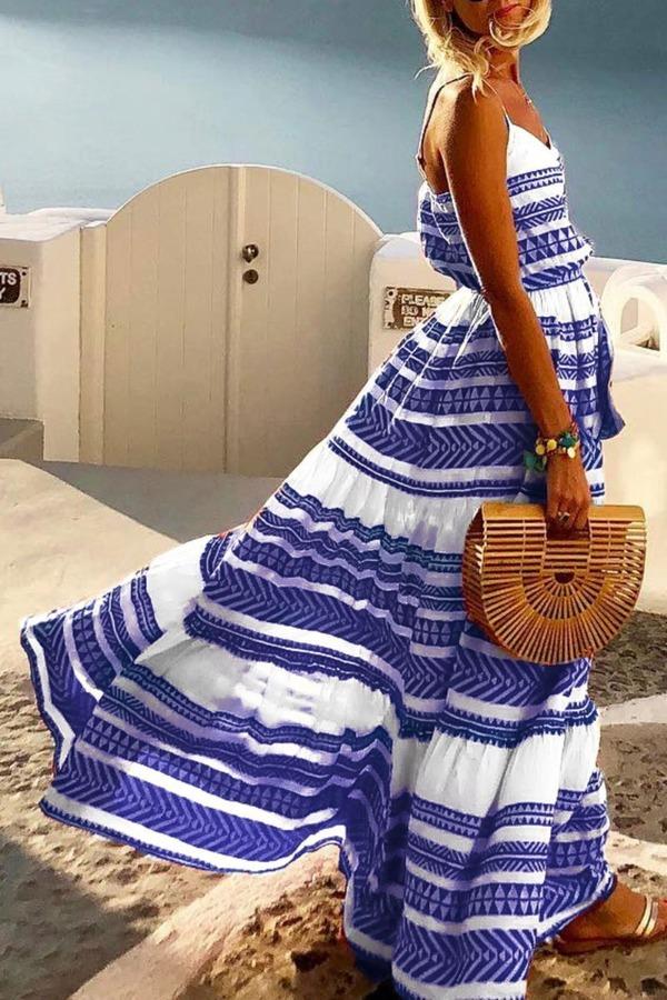 Stunncal Geometric Printed Maxi Dress (2 Colors)