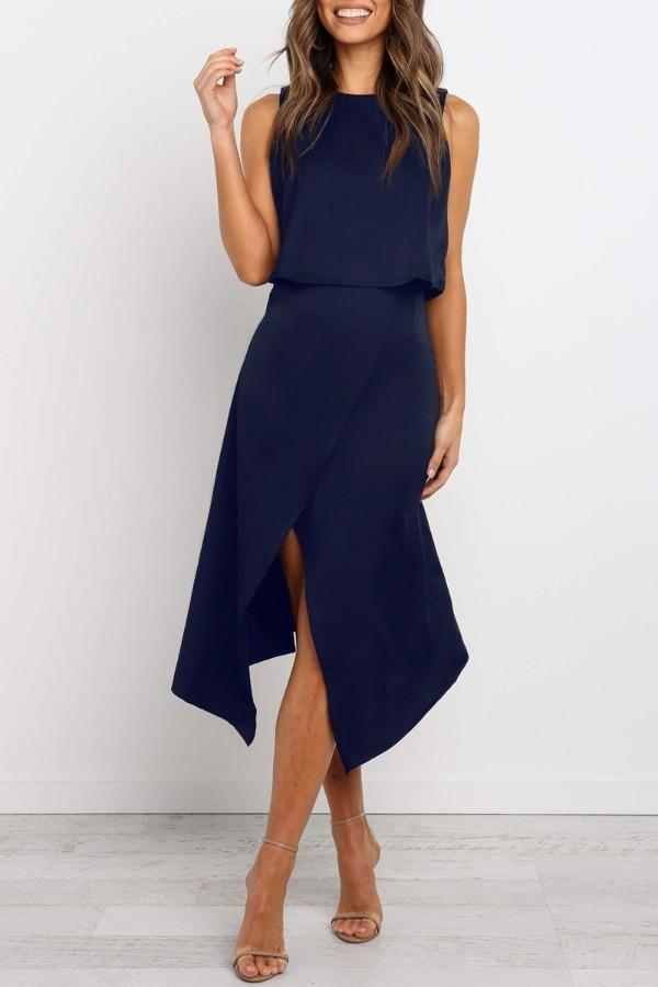 Stunncal Fashion O-Neck Open Two-Piece Dress