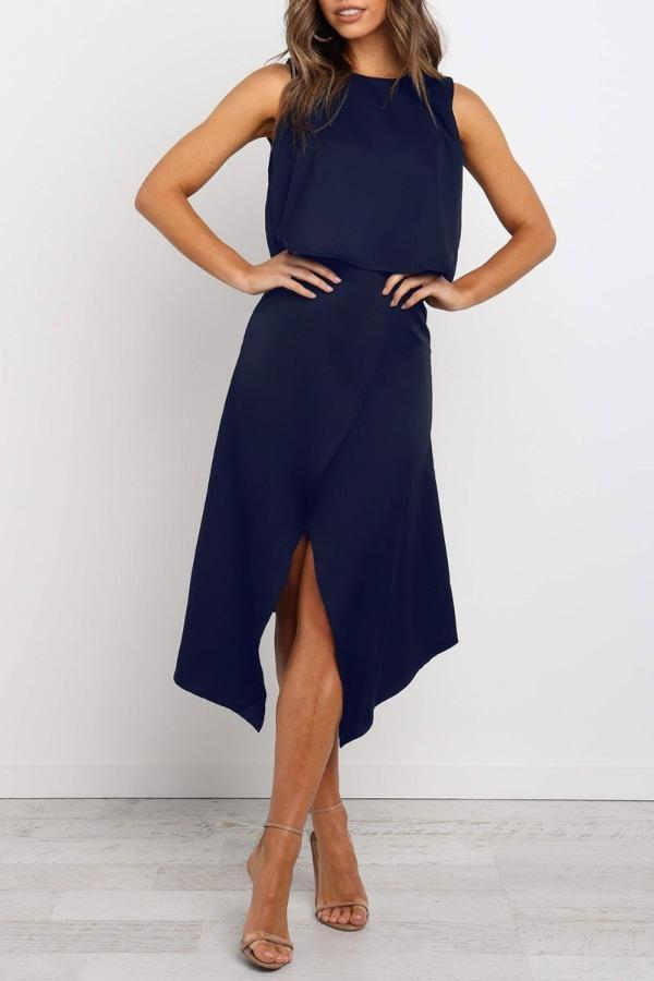 Stunncal Fashion O-Neck Open Two-Piece Dress