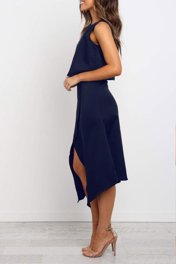 Stunncal Fashion O-Neck Open Two-Piece Dress