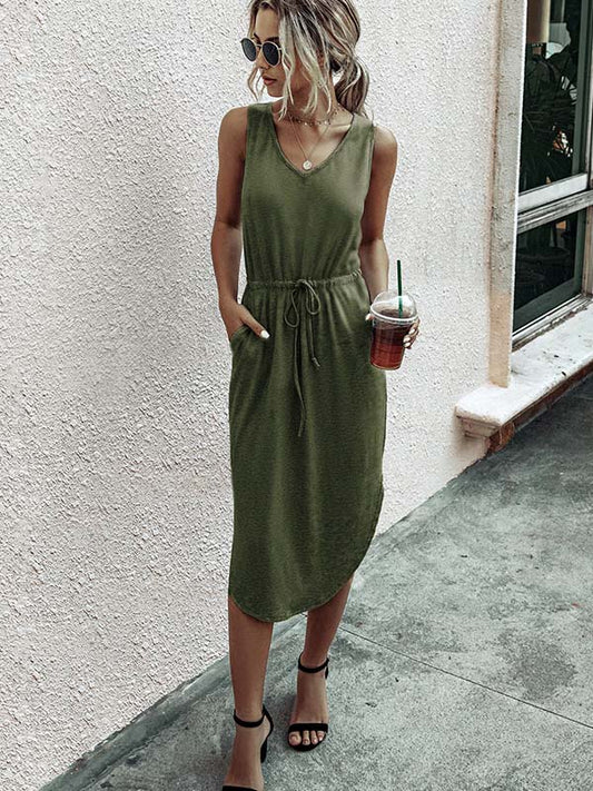 Stunncal Casual V-Neck Vest Dress