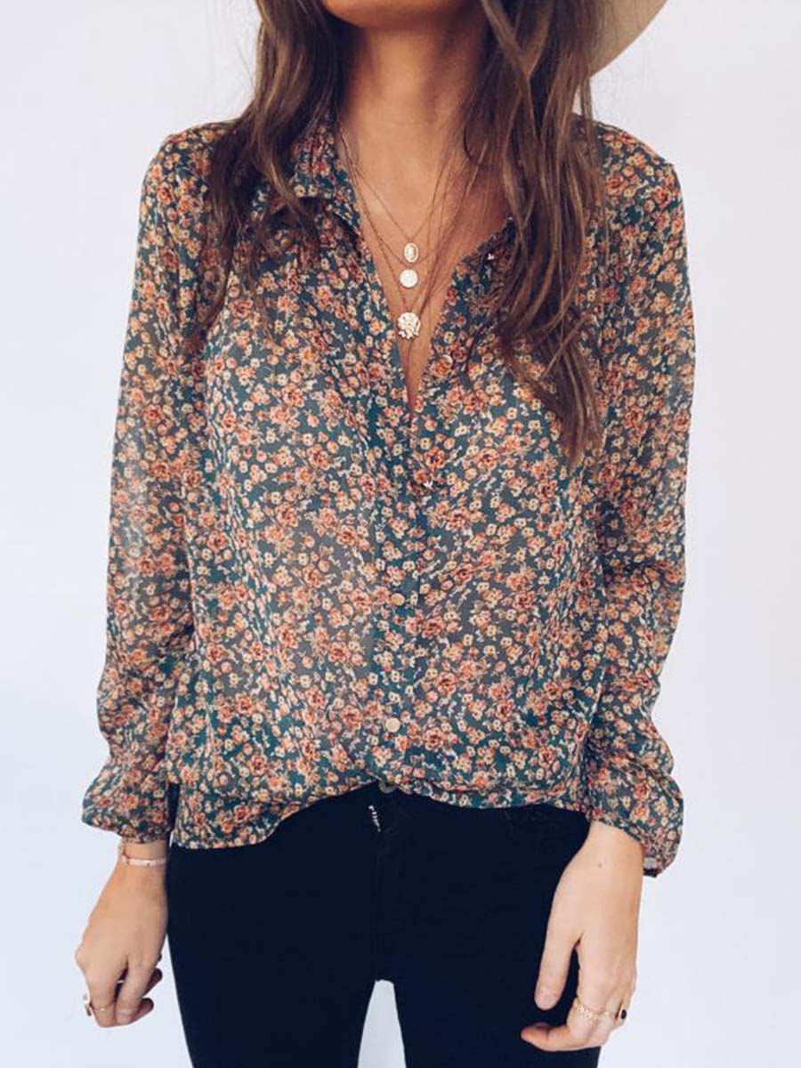 Stunncal Floral Chiffon Blouse