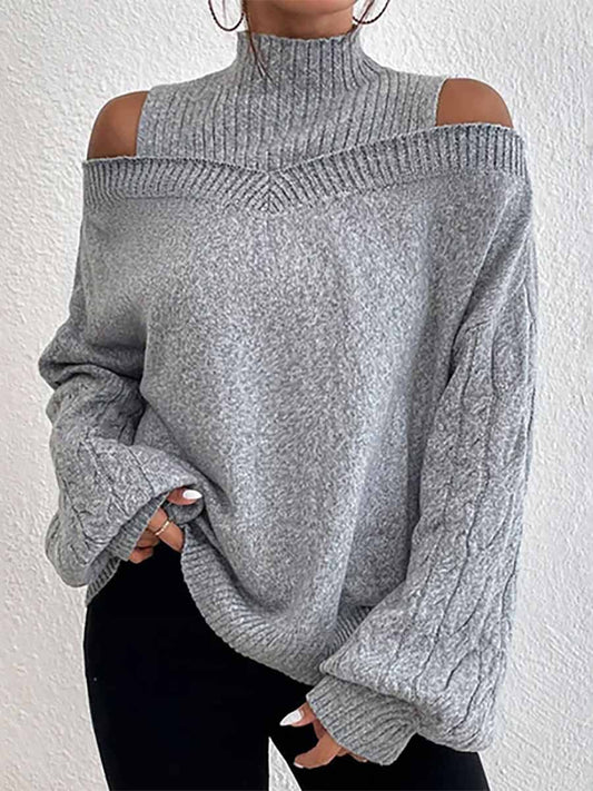 Stunncal Drop Shoulder Lantern Sleeve Sweater