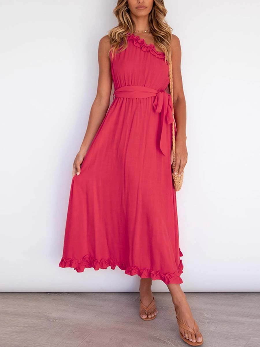 Stunncal Ruffle One-Shoulder Dress
