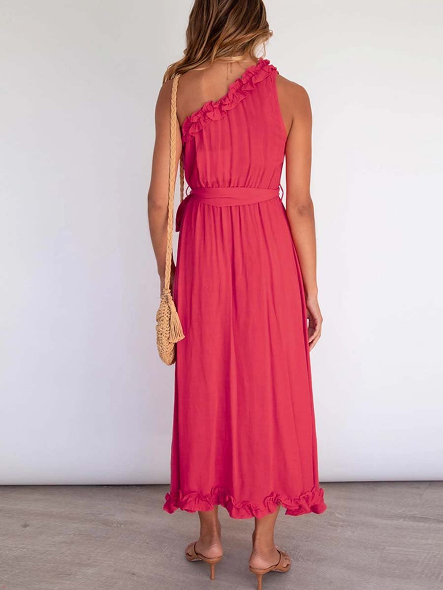 Stunncal Ruffle One-Shoulder Dress