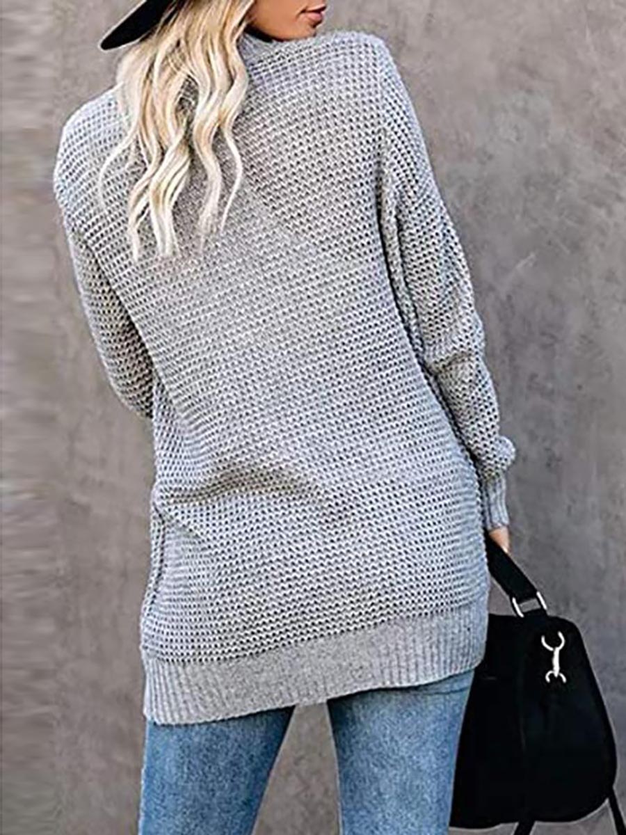 Stunncal Solid Color Long Sleeve Knitted Cardigan（5 colors）