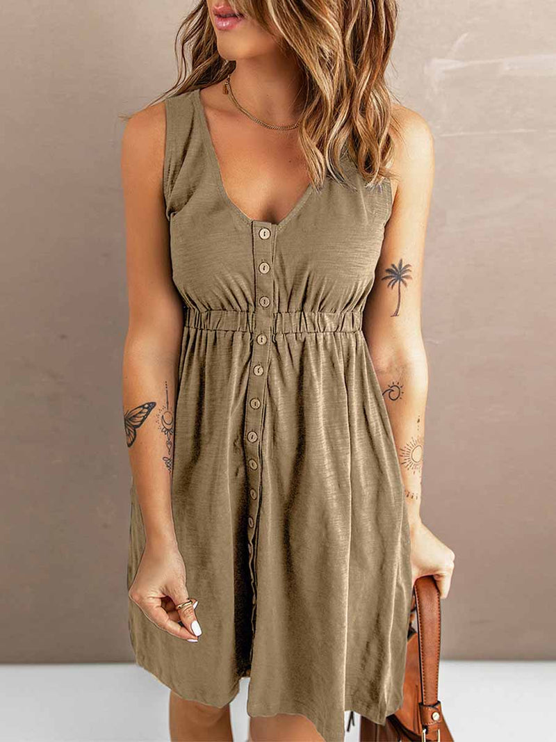 Stunncal Casual Buttons Vest Dress(9 Colors)