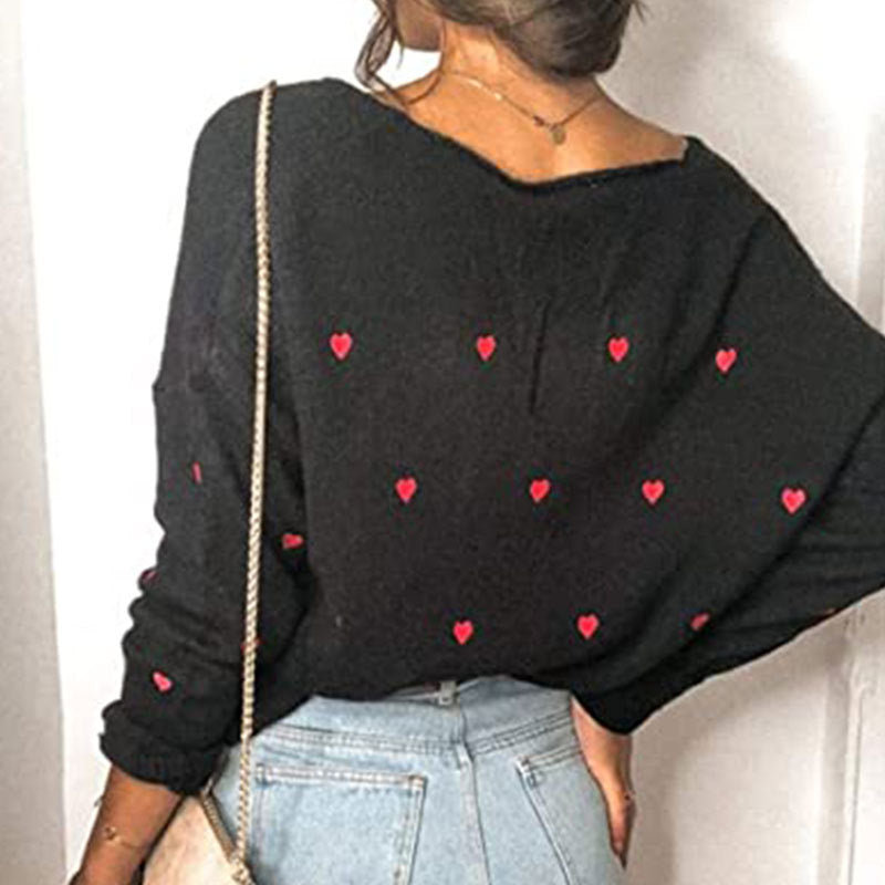 Stunncal Love Polka Dot V-Neck Sweater