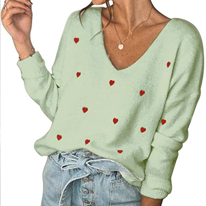 Stunncal Love Polka Dot V-Neck Sweater