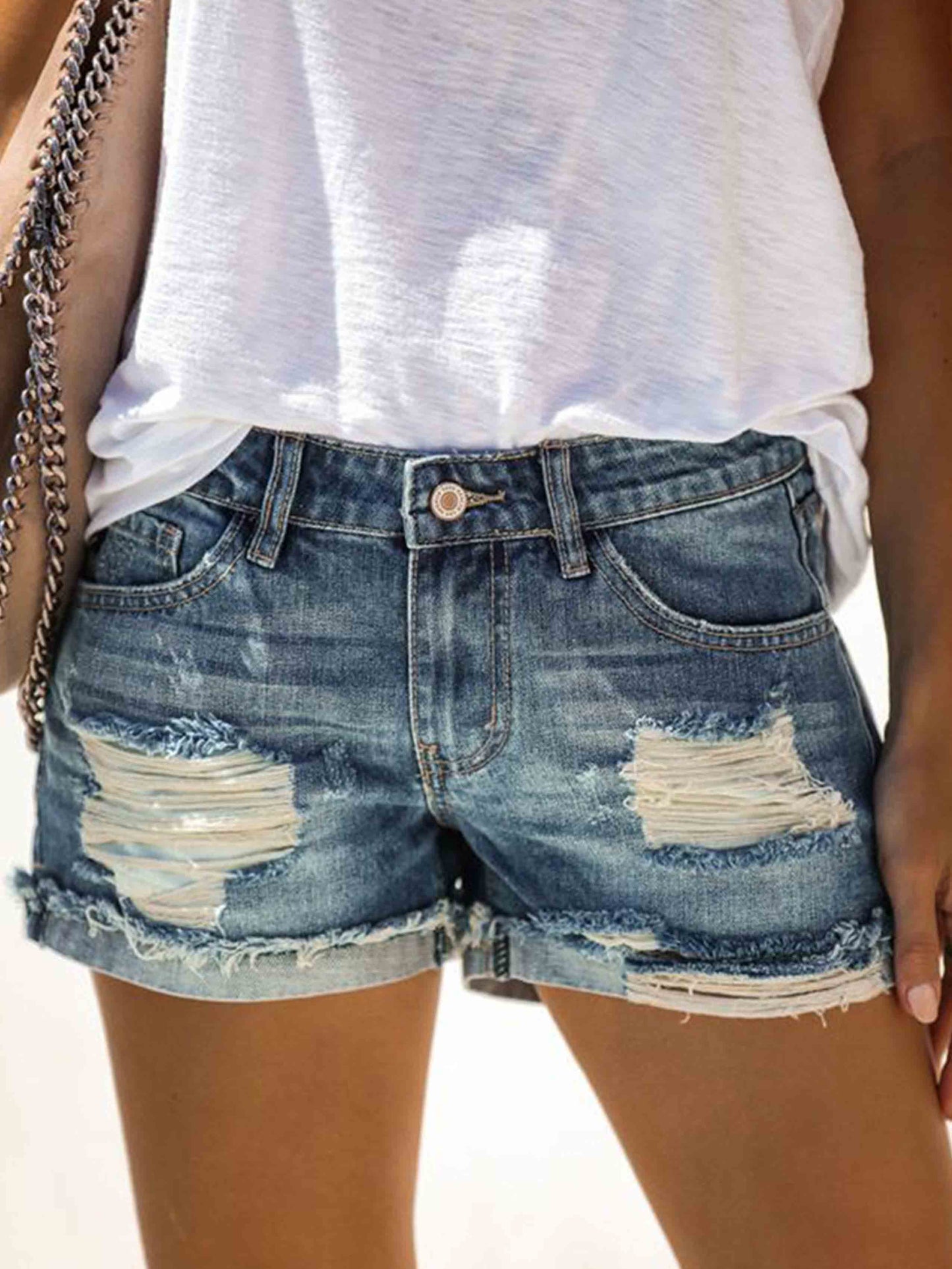 Stunncal Ripped Jean Shorts